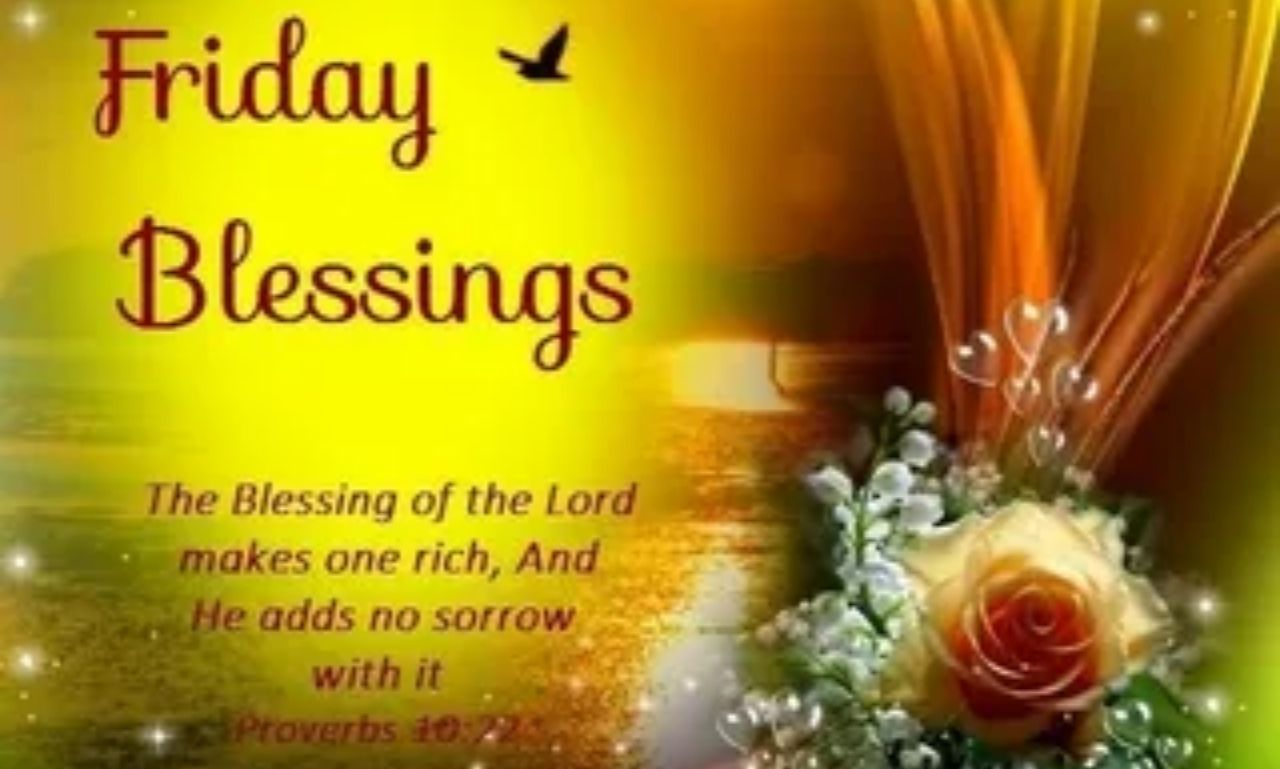 Friday blessings image with morning prayer, gratitude, and uplifting inspirational message