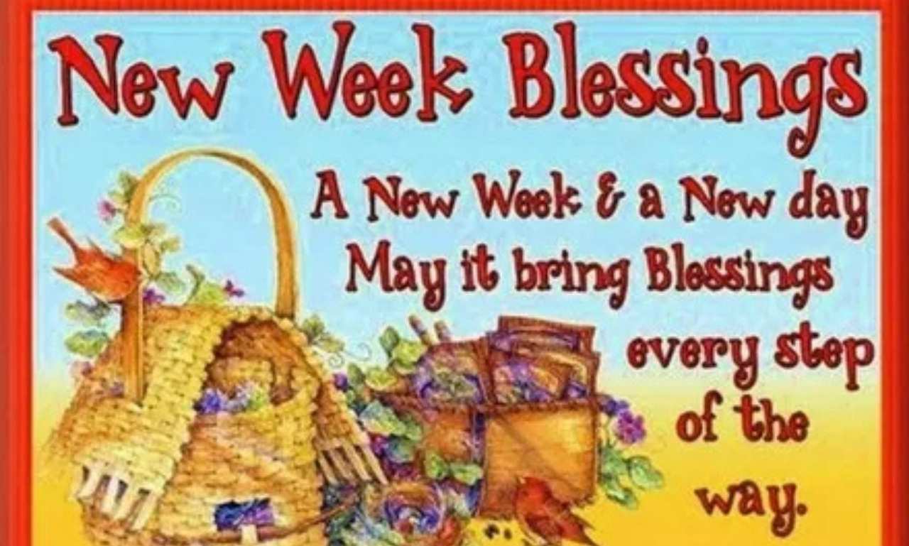 New week blessings message with sunrise background symbolizing hope, faith, and a fresh Monday start