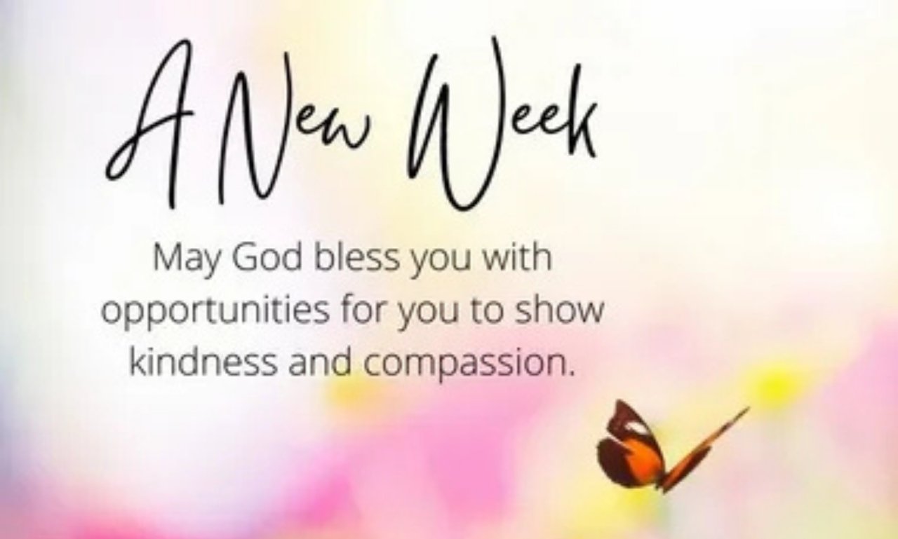 New week blessings message with sunrise background symbolizing hope, faith, and a fresh Monday start