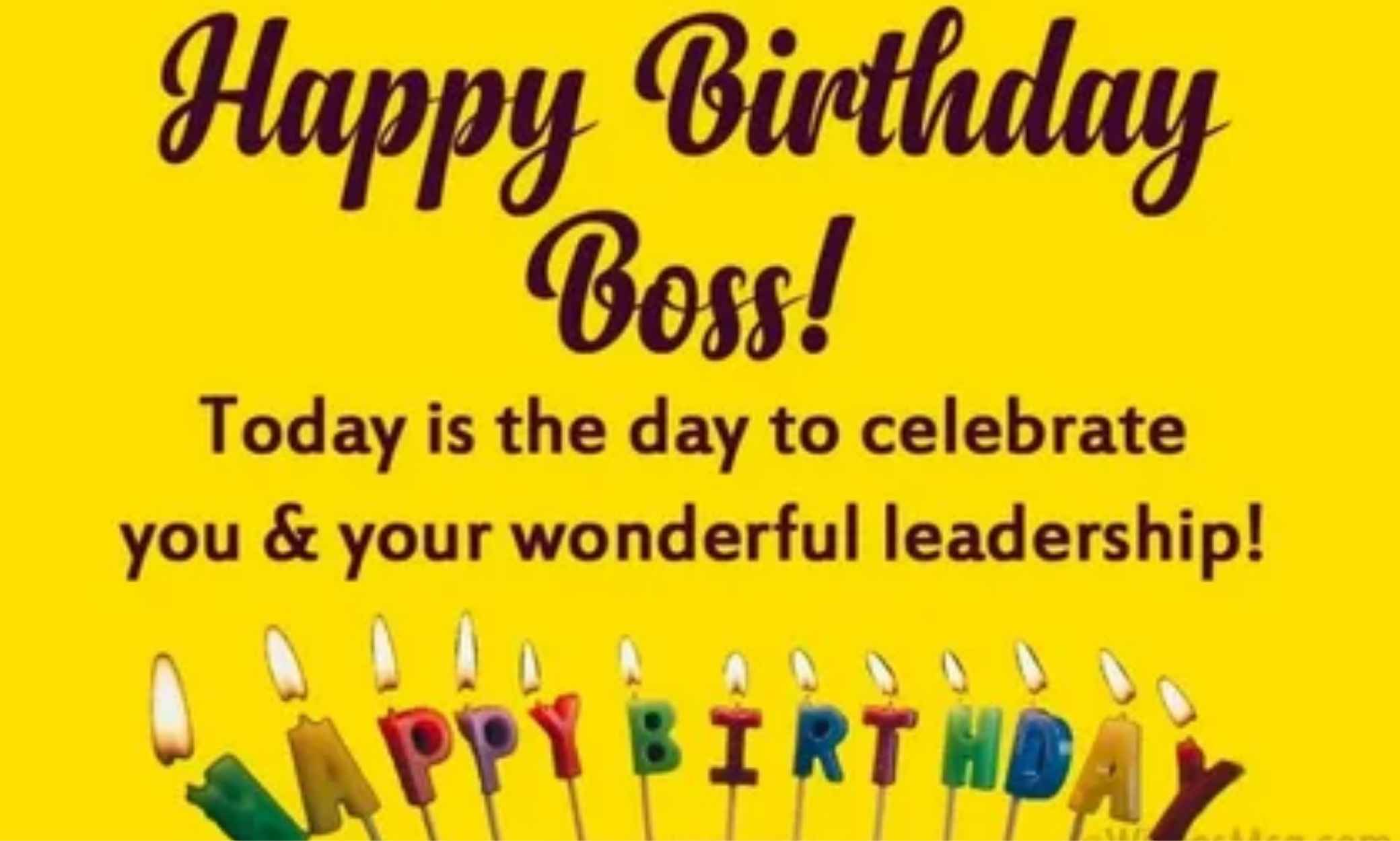 Professional birthday wishes for boss card on office desk with pen and envelope