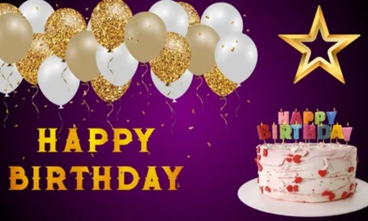 Birthday blessings filled with love and joy message card with flowers and warm light