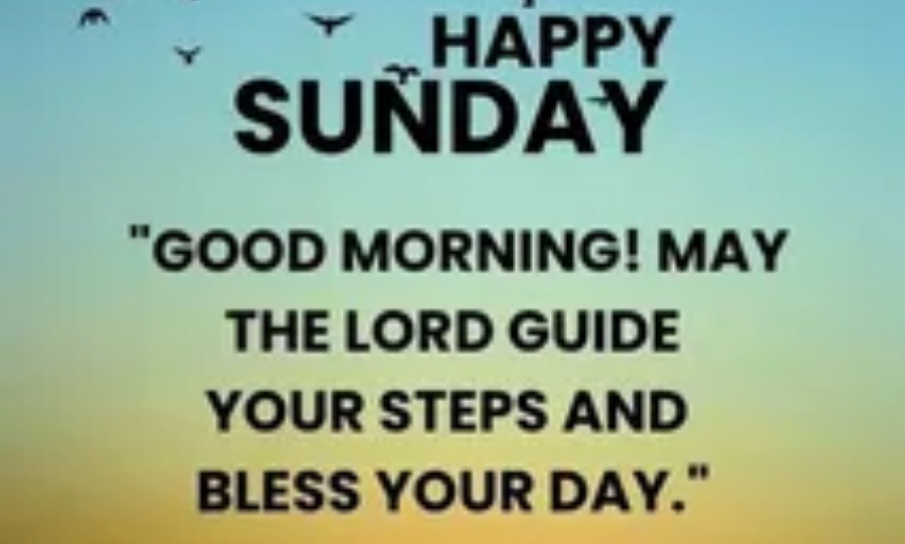 Beautiful Good Morning Happy Sunday Blessings image with sunrise, peaceful scenery, and inspirational quotes for hope, faith, and encouragement