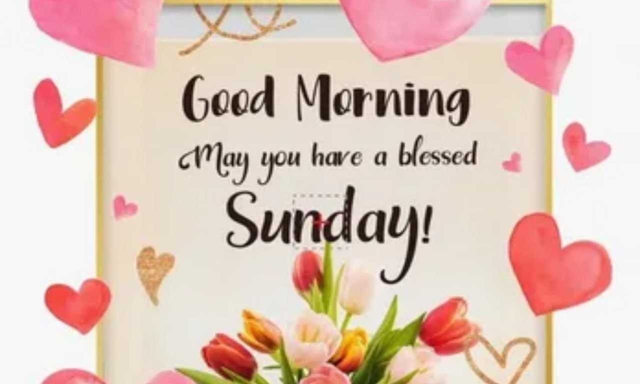 Beautiful Good Morning Happy Sunday Blessings image with sunrise, peaceful scenery, and inspirational quotes for hope, faith, and encouragement