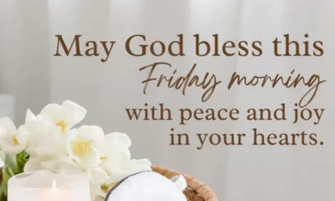 Inspirational Good Morning Friday blessings image with sunrise background and uplifting message of hope and positivity