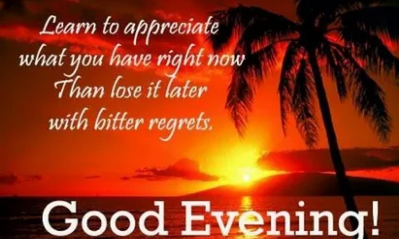 Good evening blessings message with peaceful sunset sky symbolizing love, hope, and positivity tonight