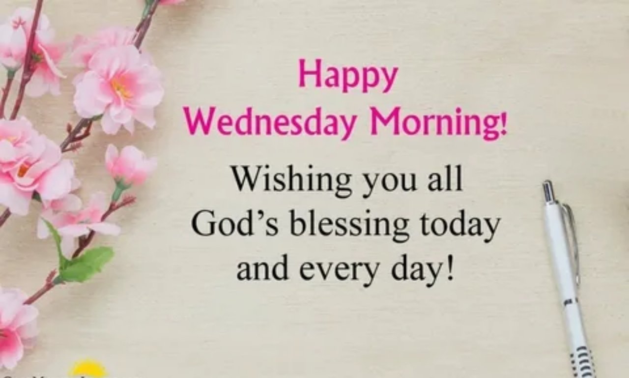 Uplifting Wednesday blessings message with sunrise and positive vibes to brighten midweek