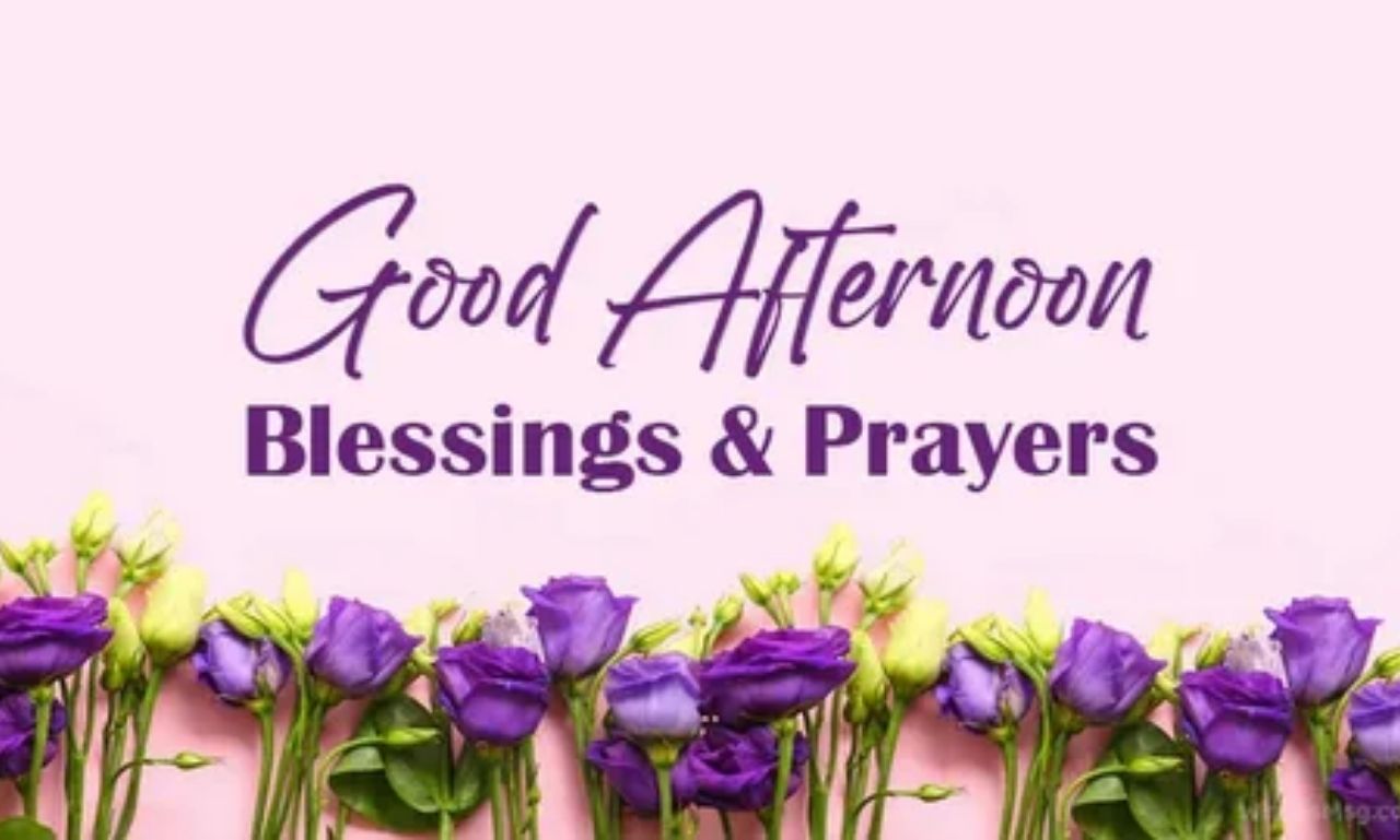 Good Afternoon Blessings: Share the Joy of Your Day inspirational quote image with peaceful sunlight and calming nature background