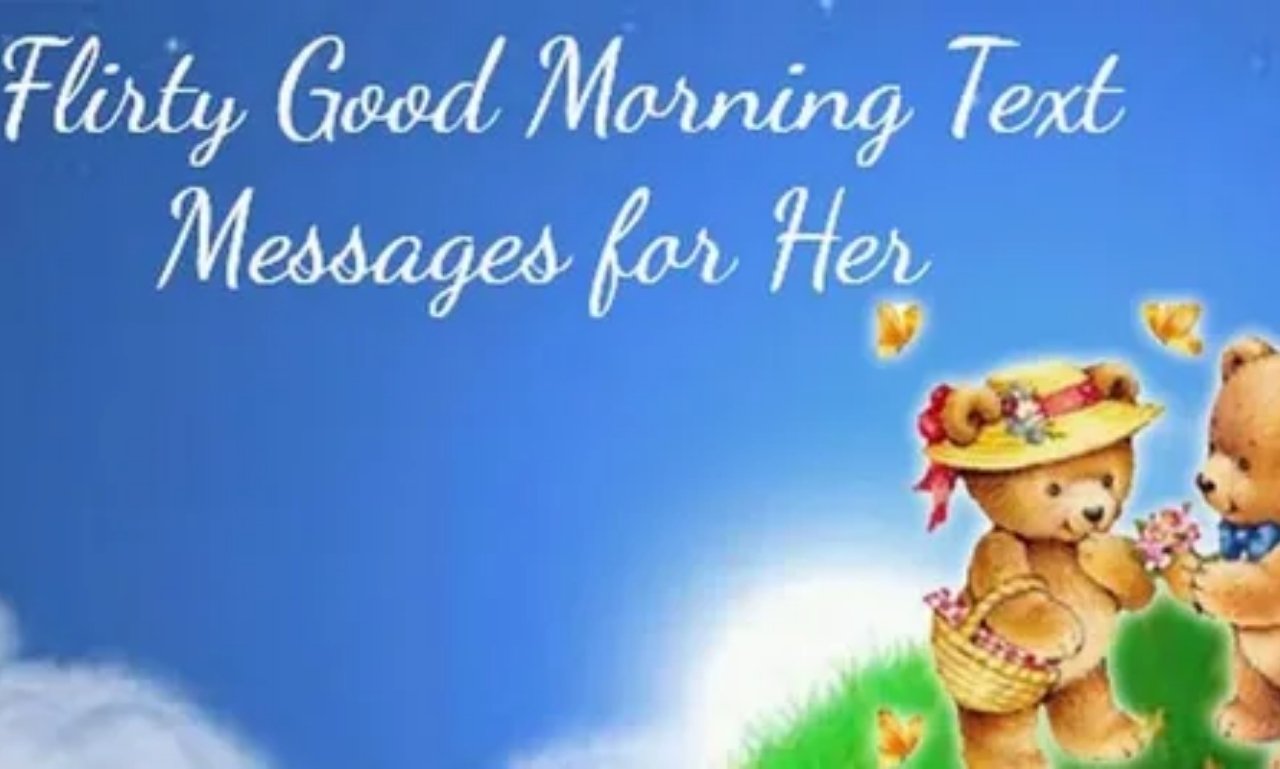 Flirty Good Morning Texts For Her romantic message image with sunrise background and loving couple silhouette