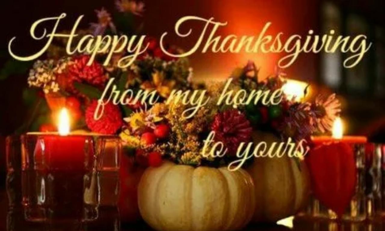 Happy Thanksgiving blessings image with family, gratitude, quotes, and warm festive decorations celebrating hope, faith, and joy