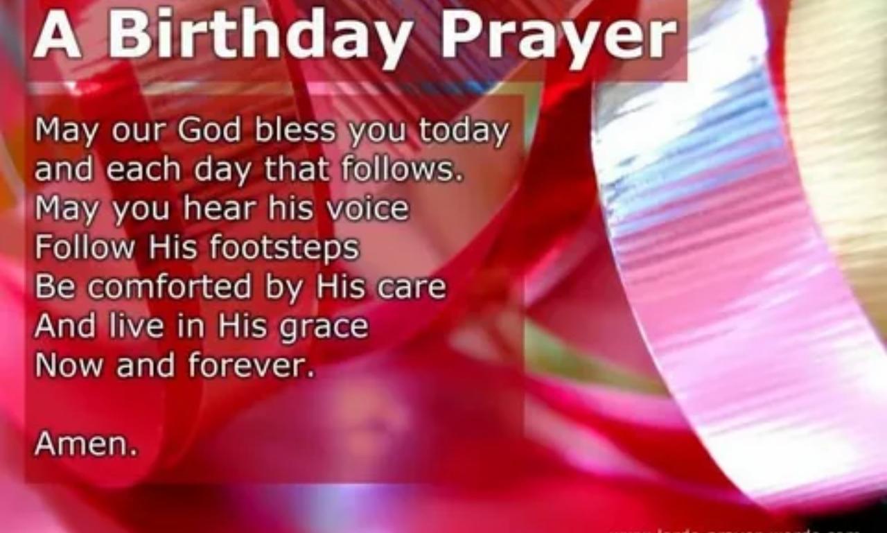 Heartfelt birthday prayer blessing message with candles, flowers, and inspirational words for celebrating a loved one’s special day