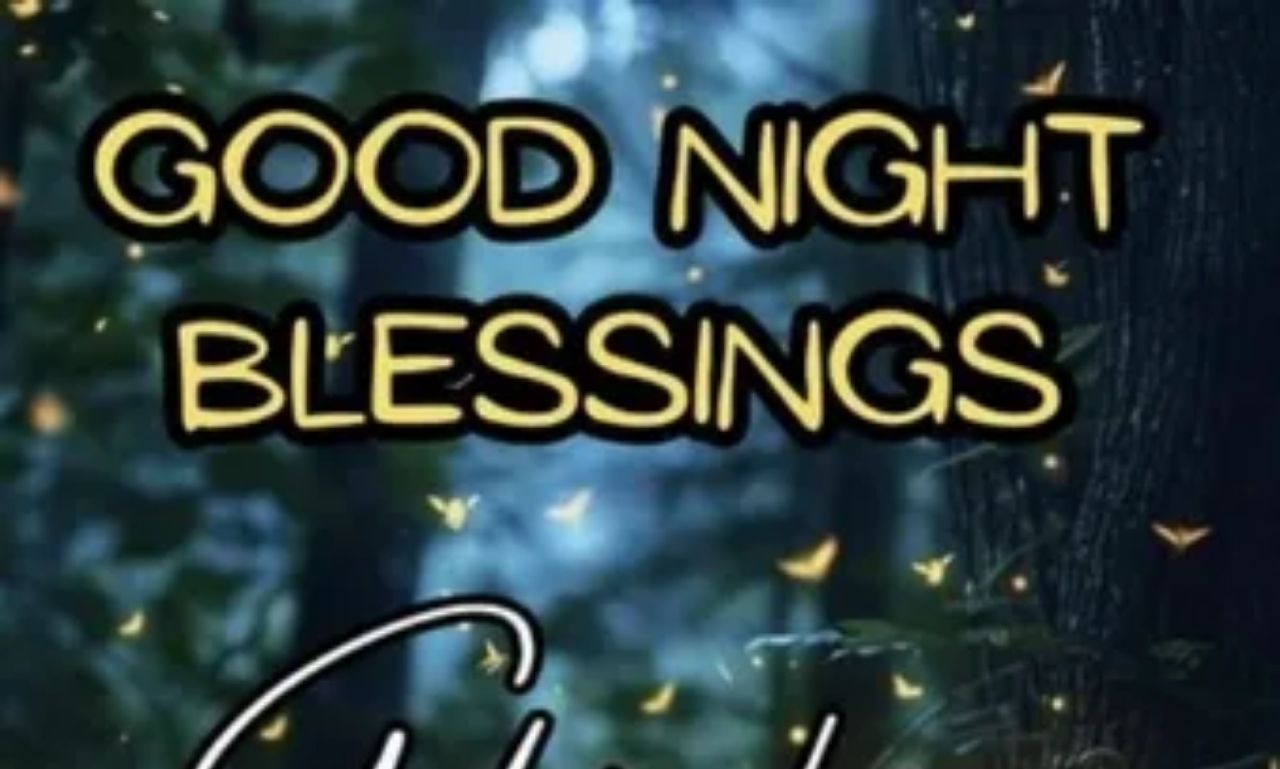 Peaceful good night blessings message with moon and stars symbolizing calm sleep and sweet dreams