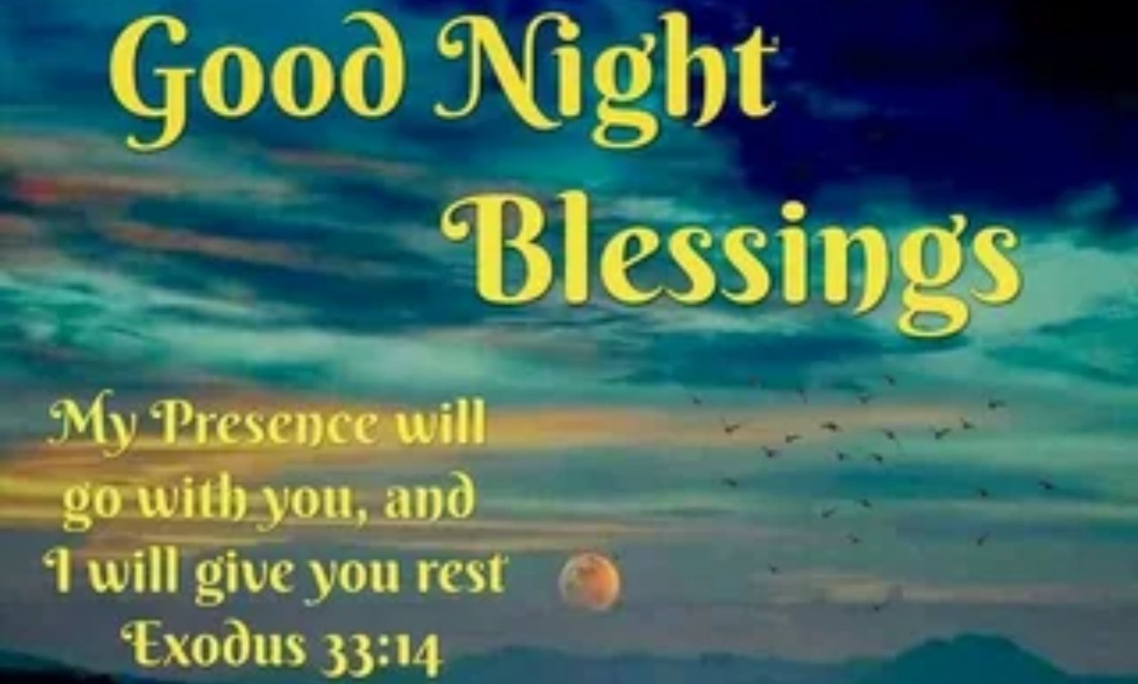 Peaceful good night blessings message with moon and stars symbolizing calm sleep and sweet dreams