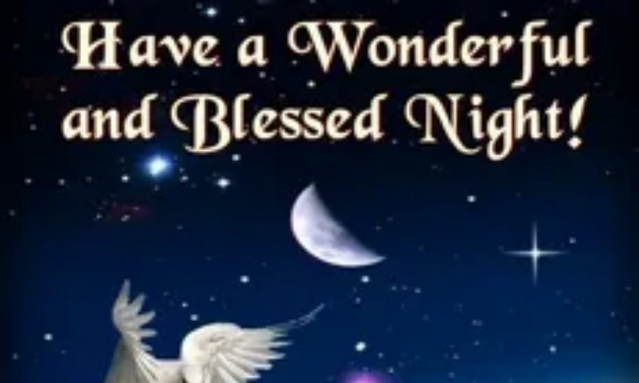 Peaceful good night blessings message with moon and stars symbolizing calm sleep and sweet dreams