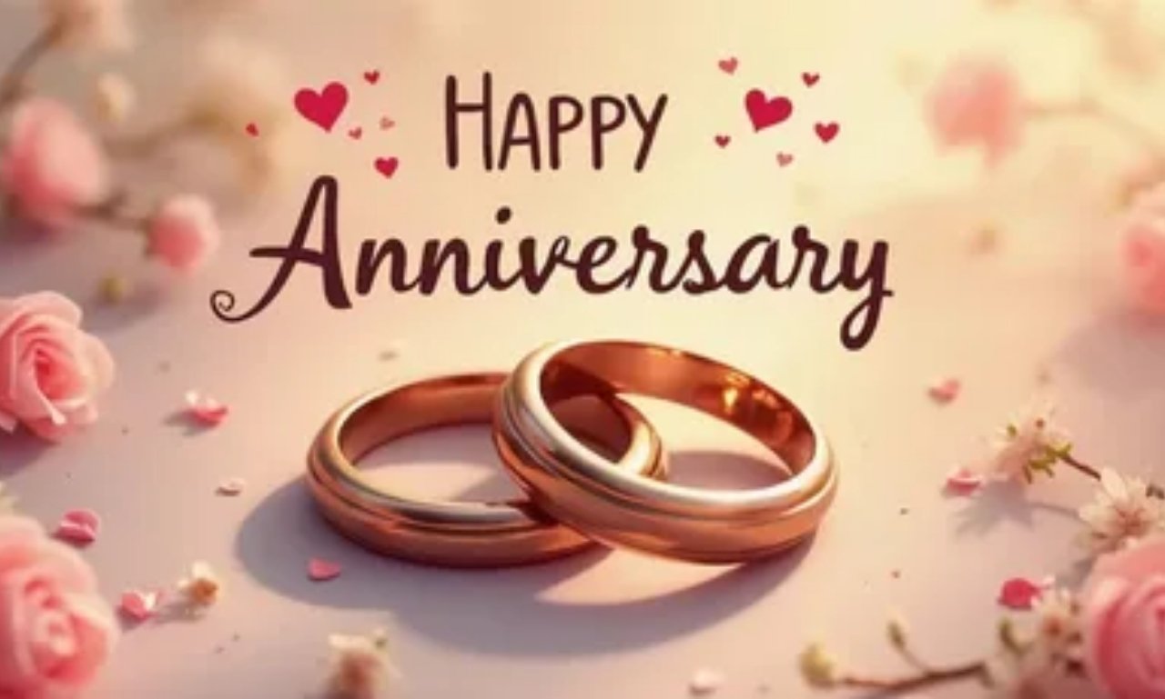 Happy Anniversary Wishes for Couple with romantic image of loving partners, flowers, and heartfelt quotes celebrating love and togetherness
