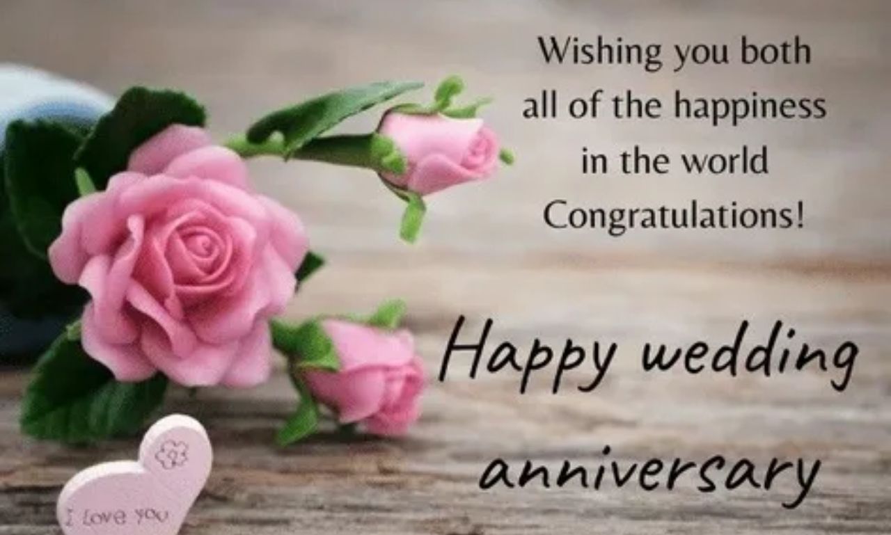Happy Anniversary Wishes for Couple with romantic image of loving partners, flowers, and heartfelt quotes celebrating love and togetherness