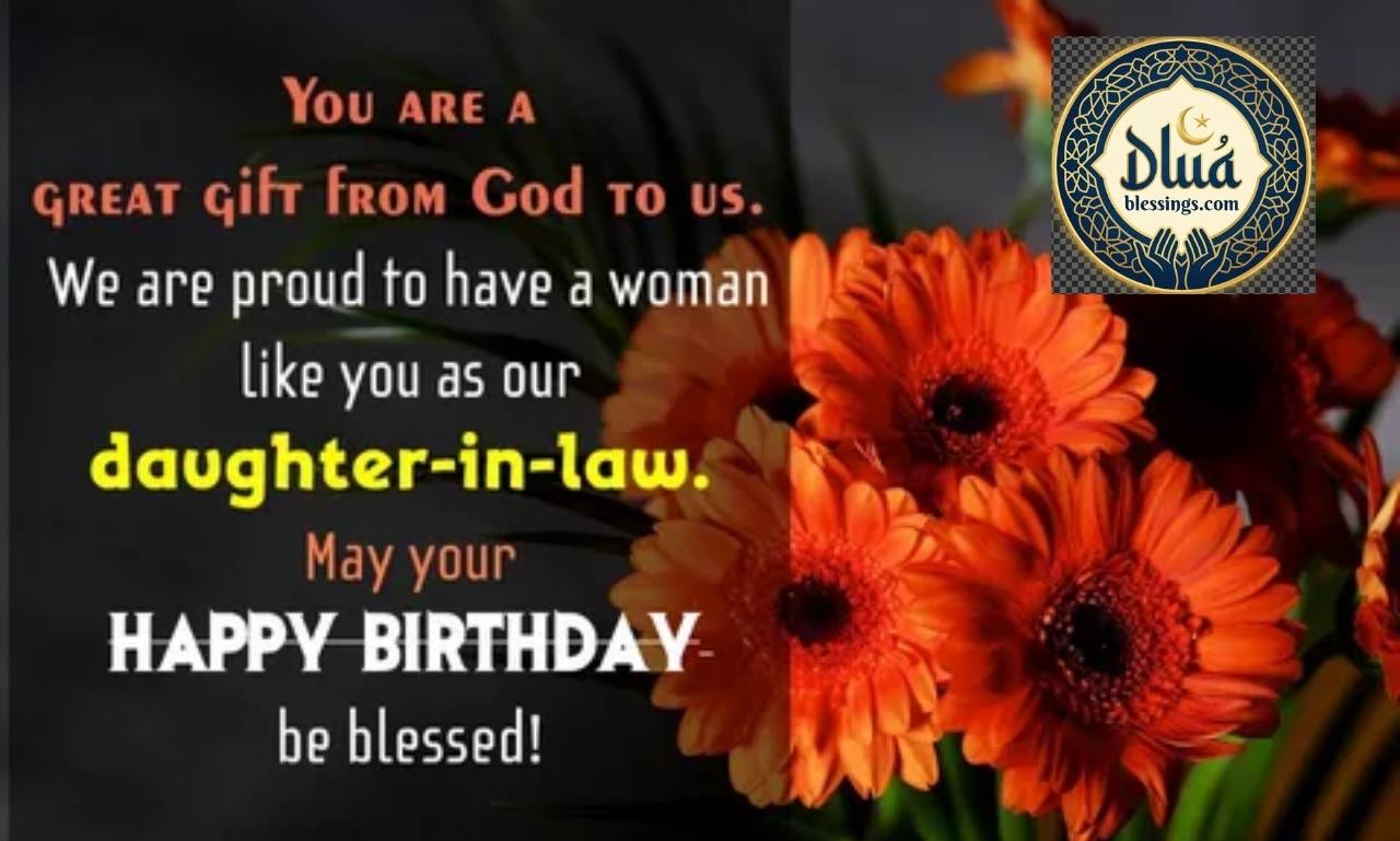 Heartfelt Religious Birthday Wishes For Daughter-In-Law with elegant floral design, soft colors, and meaningful blessing quote