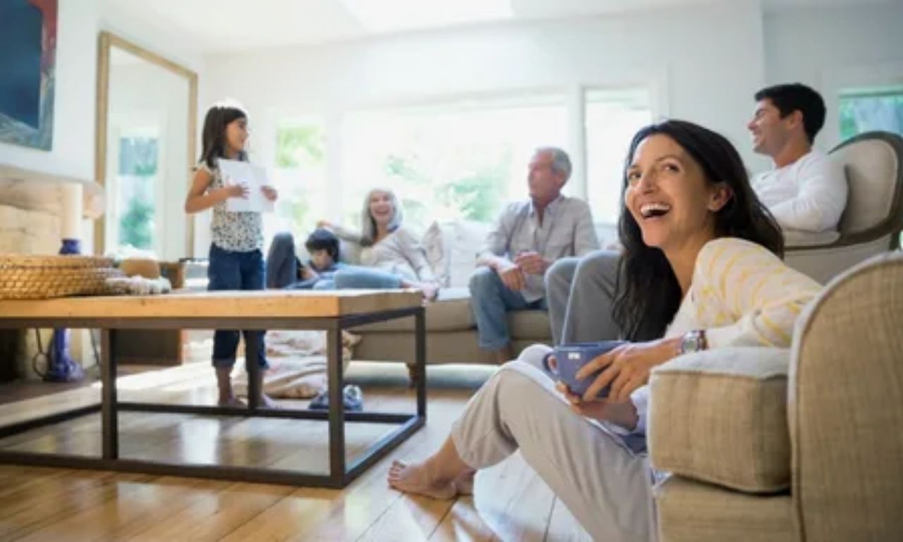 House blessings for peace, love and happiness shown through a warm and peaceful home interior filled with light, comfort, and harmony