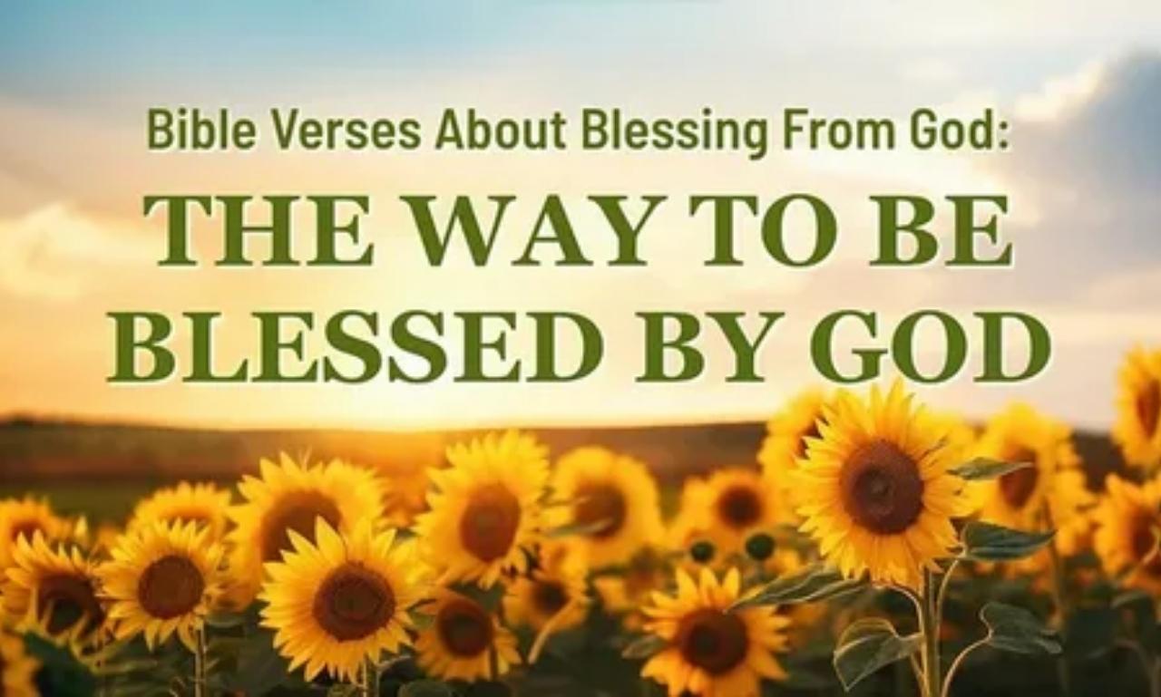 Bible verses about blessings from God with open Bible, glowing light, peaceful scenery, and symbols of faith, hope, and divine peace