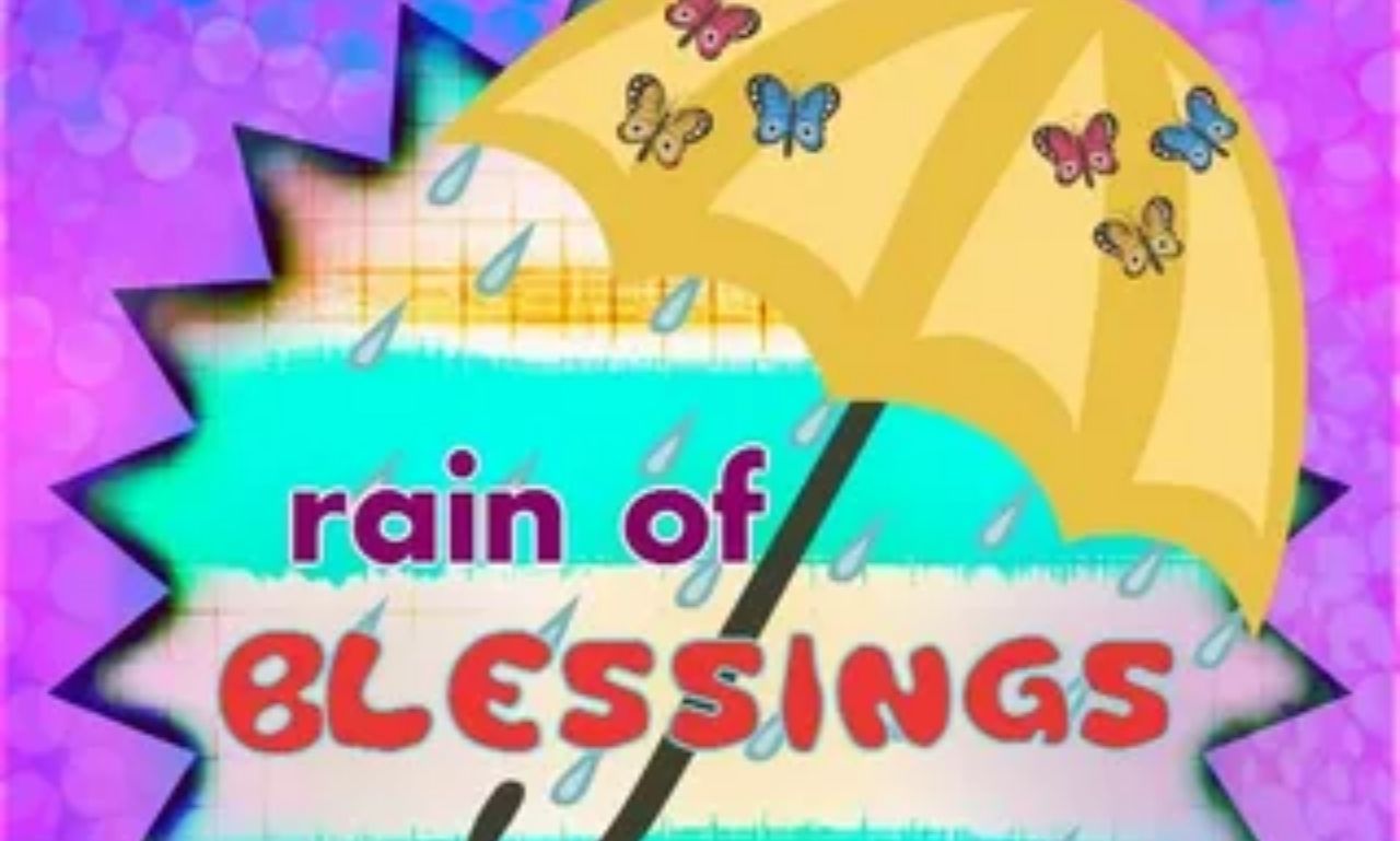 Funny & Creative Rain Blessings image with cheerful raindrops, colorful umbrella, and uplifting quotes bringing hope, laughter, and encouragement during rainy days