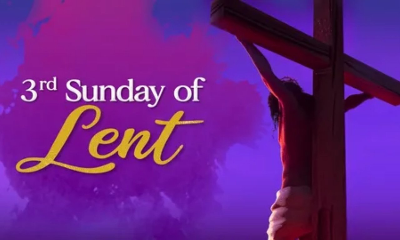 Powerful Prayers for the Third Sunday of Lent with Bible verses and peaceful church sunrise background