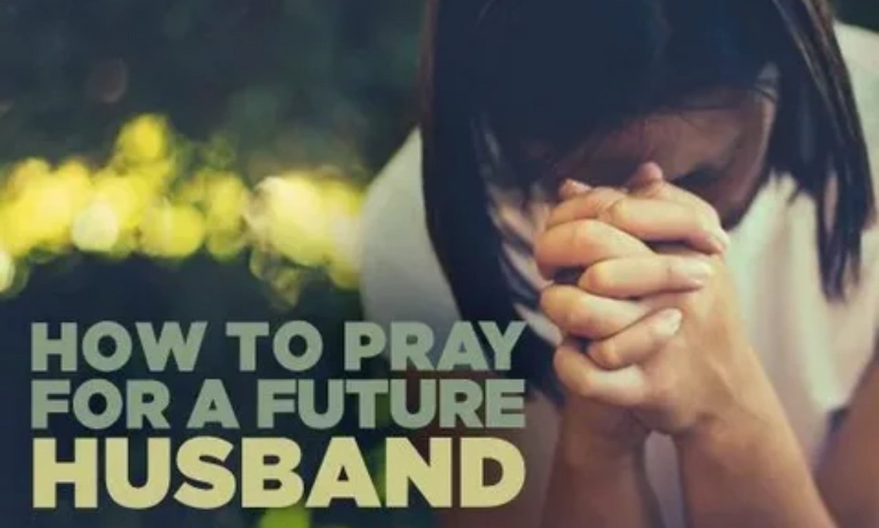 Powerful prayers for future husband with Bible verses, woman praying with open Bible, symbolizing faith, hope, and love