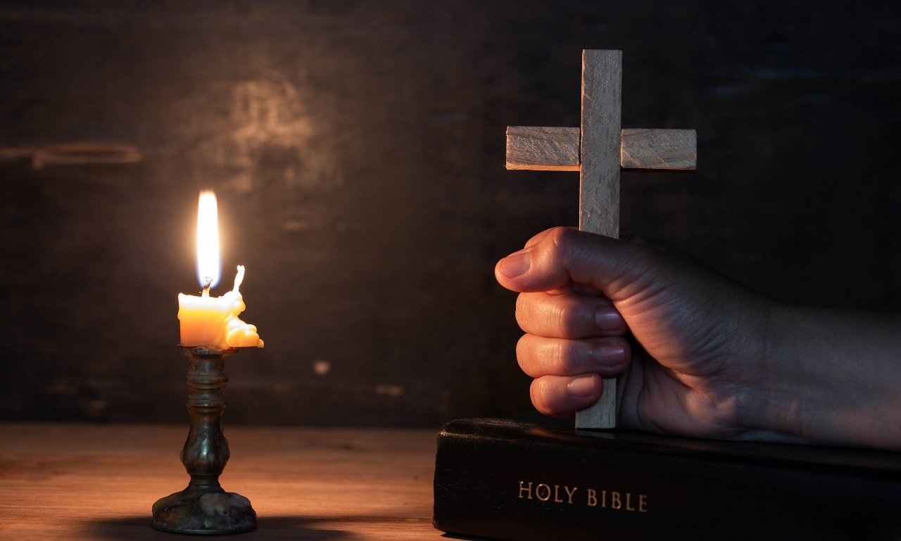 Powerful Prayers for the Third Sunday of Lent with Bible verses and peaceful church sunrise background