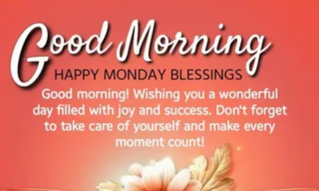 Good Morning Monday blessings image with sunrise, inspirational quote, and peaceful nature background symbolizing hope and positivity