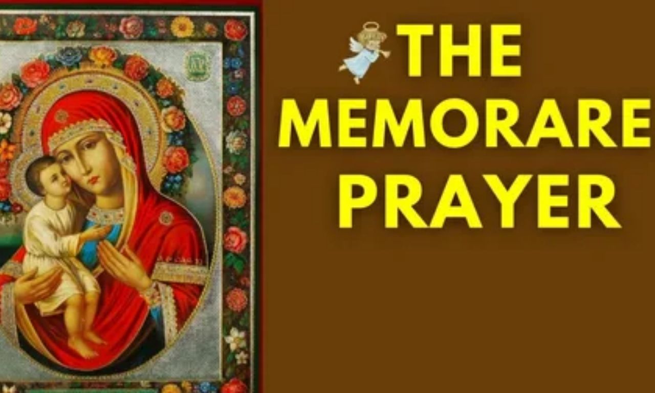 Powerful scriptures to pray with the Memorare Prayer image featuring Bible, rosary, and peaceful candlelight symbolizing faith and prayer