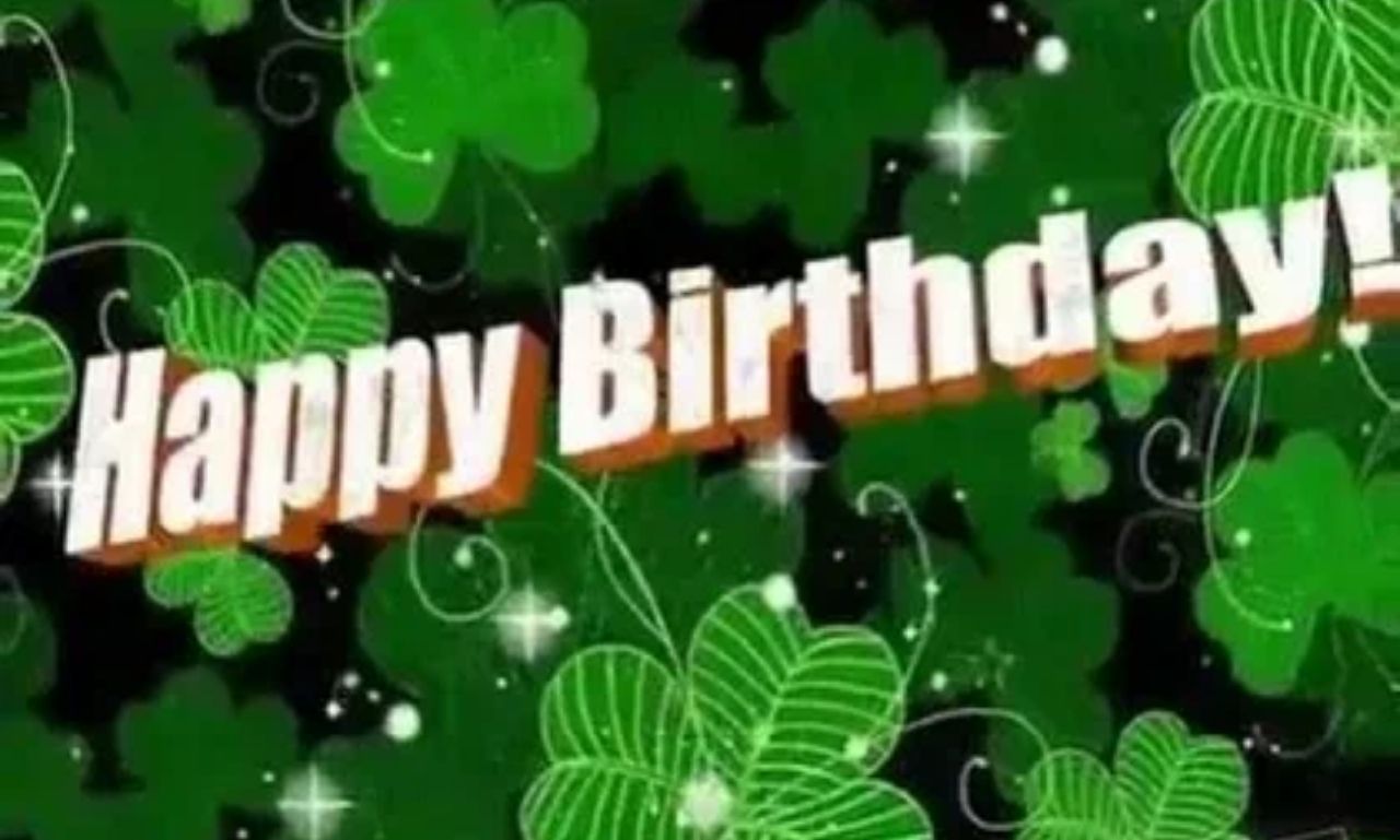 Irish birthday celebration with cake, candles, shamrocks, and heartfelt blessings quotes for joy, laughter, and traditional wishes