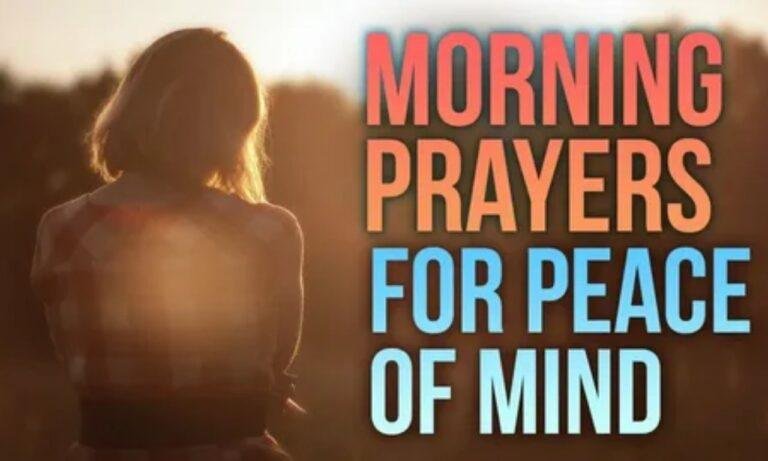 Peaceful morning prayers for anxiety and worry with sunrise, calming sky, and spiritual encouragement for a peaceful start