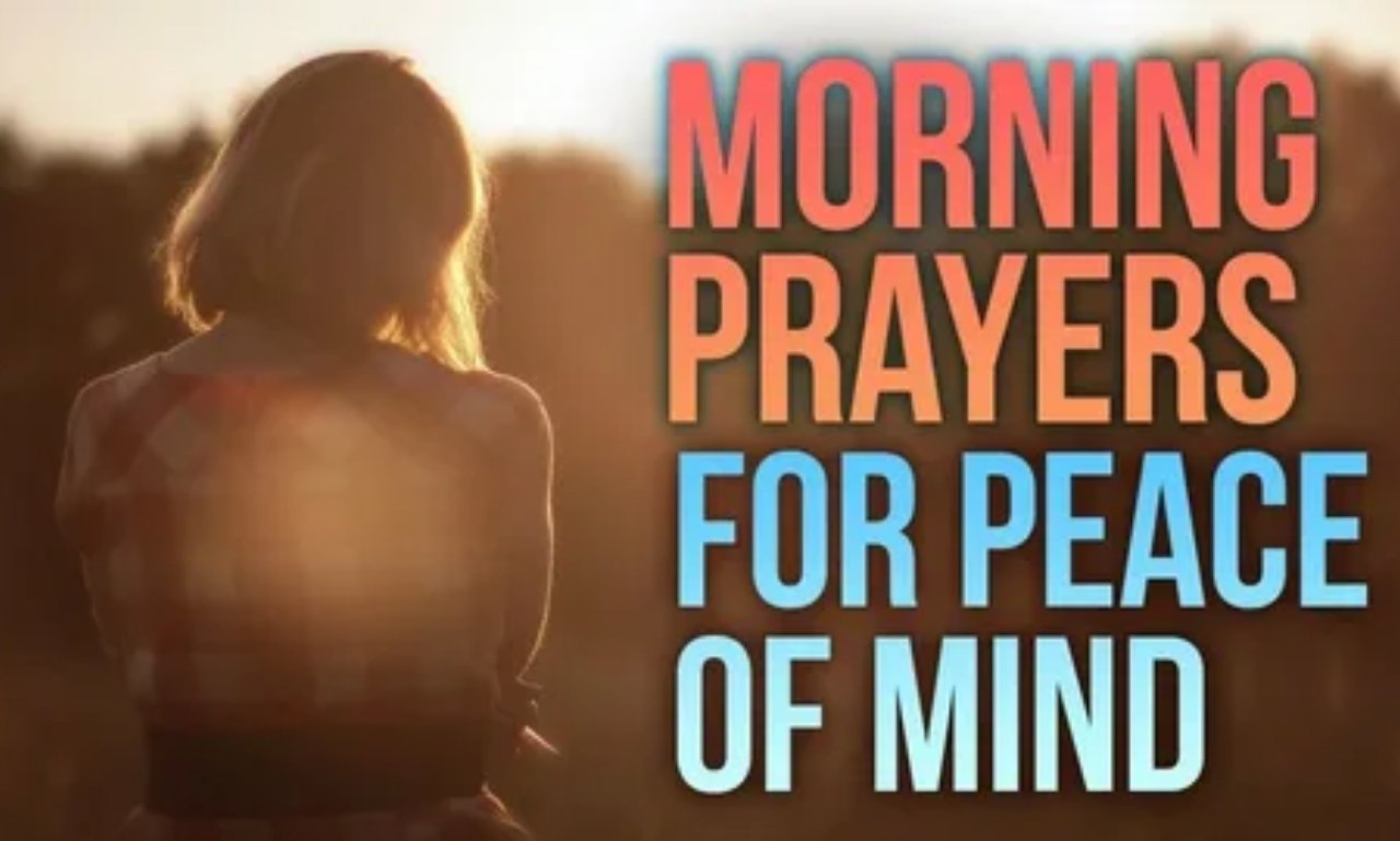 Peaceful morning prayers for anxiety and worry with sunrise, calming sky, and spiritual encouragement for a peaceful start