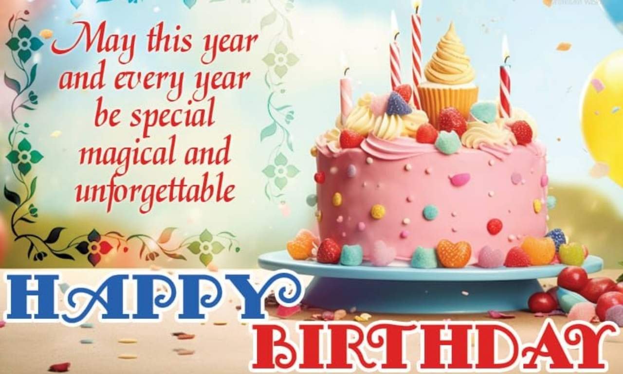 Happy birthday wishes, messages, quotes, balloons, cake, and celebration decorations for friends and family