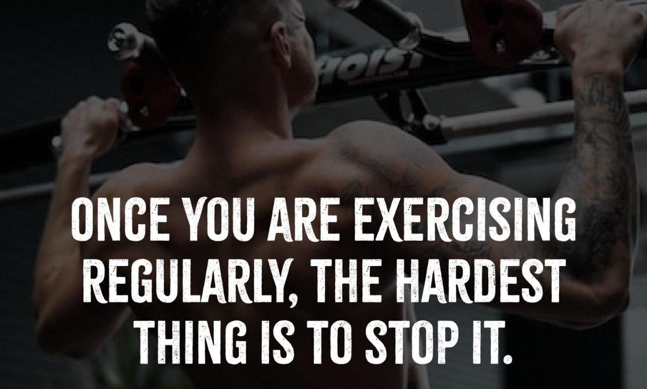 Motivational gym scene with fitness quotes inspiring strength, perseverance, emotional healing, and positivity during workouts.