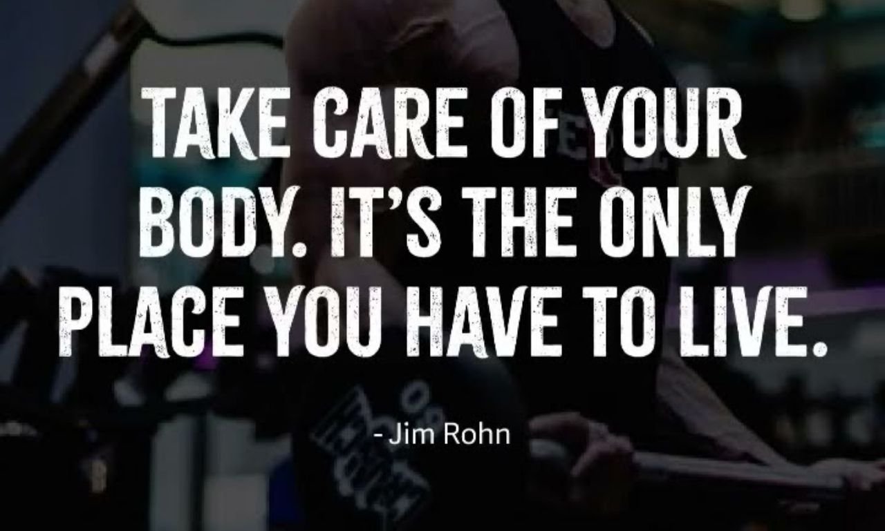 Motivational gym scene with fitness quotes inspiring strength, perseverance, emotional healing, and positivity during workouts.