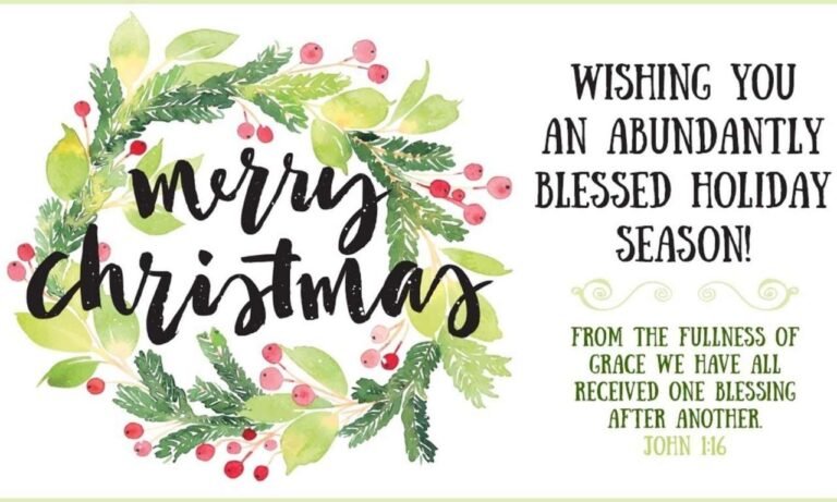 Festive Christmas scene with glowing lights, decorated tree, candles, holiday gifts, and inspirational Christmas wishes, prayers, and blessings celebrating faith, hope, peace, and joy