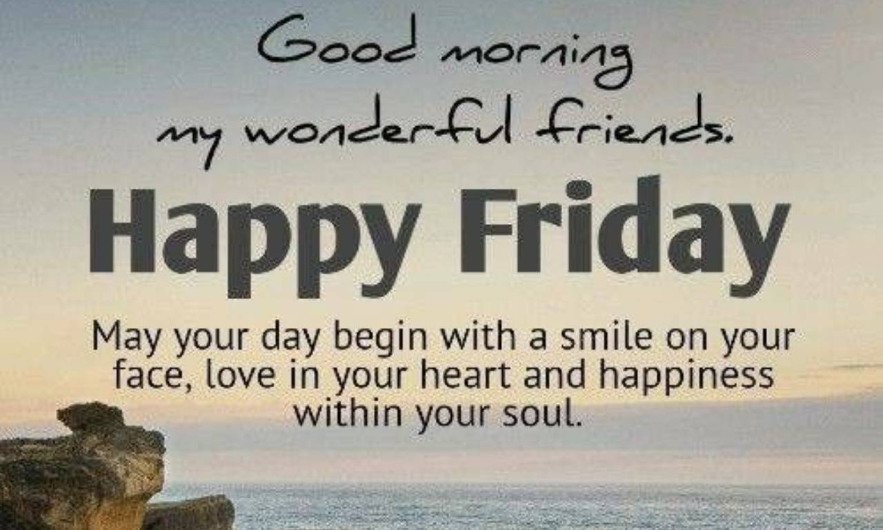 Inspirational Good Morning Friday blessings with flowers, sunrise, prayer, gratitude, faith, hope, and positive weekend wishes