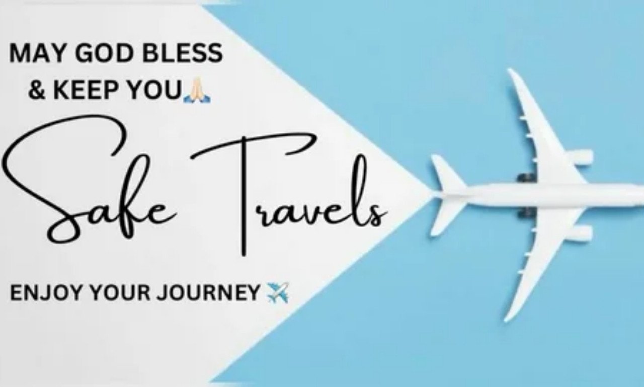 Traveler enjoying a scenic journey with inspirational travel blessings, uplifting prayers, encouraging words, faith, hope, peace, and safe travel wishes.