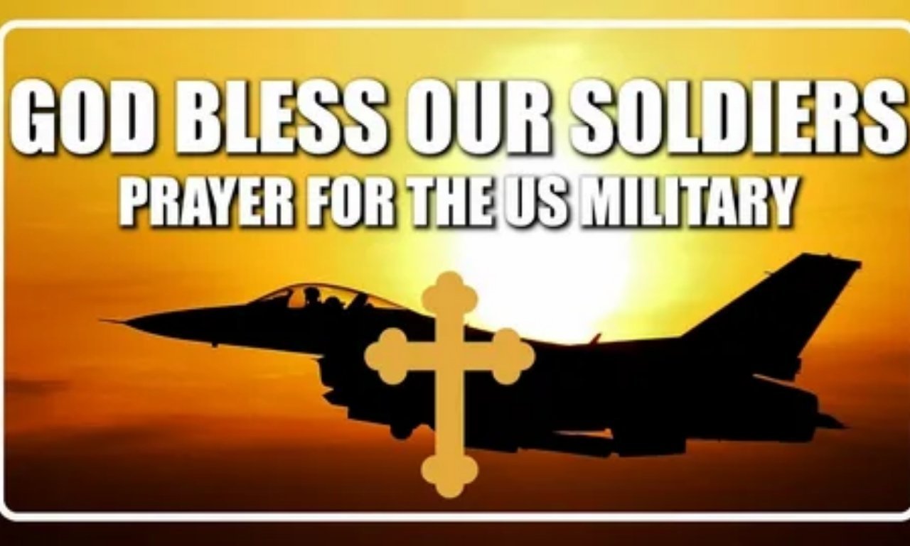 War blessings for soldiers with hands clasped in prayer over a military dog tag and folded flag