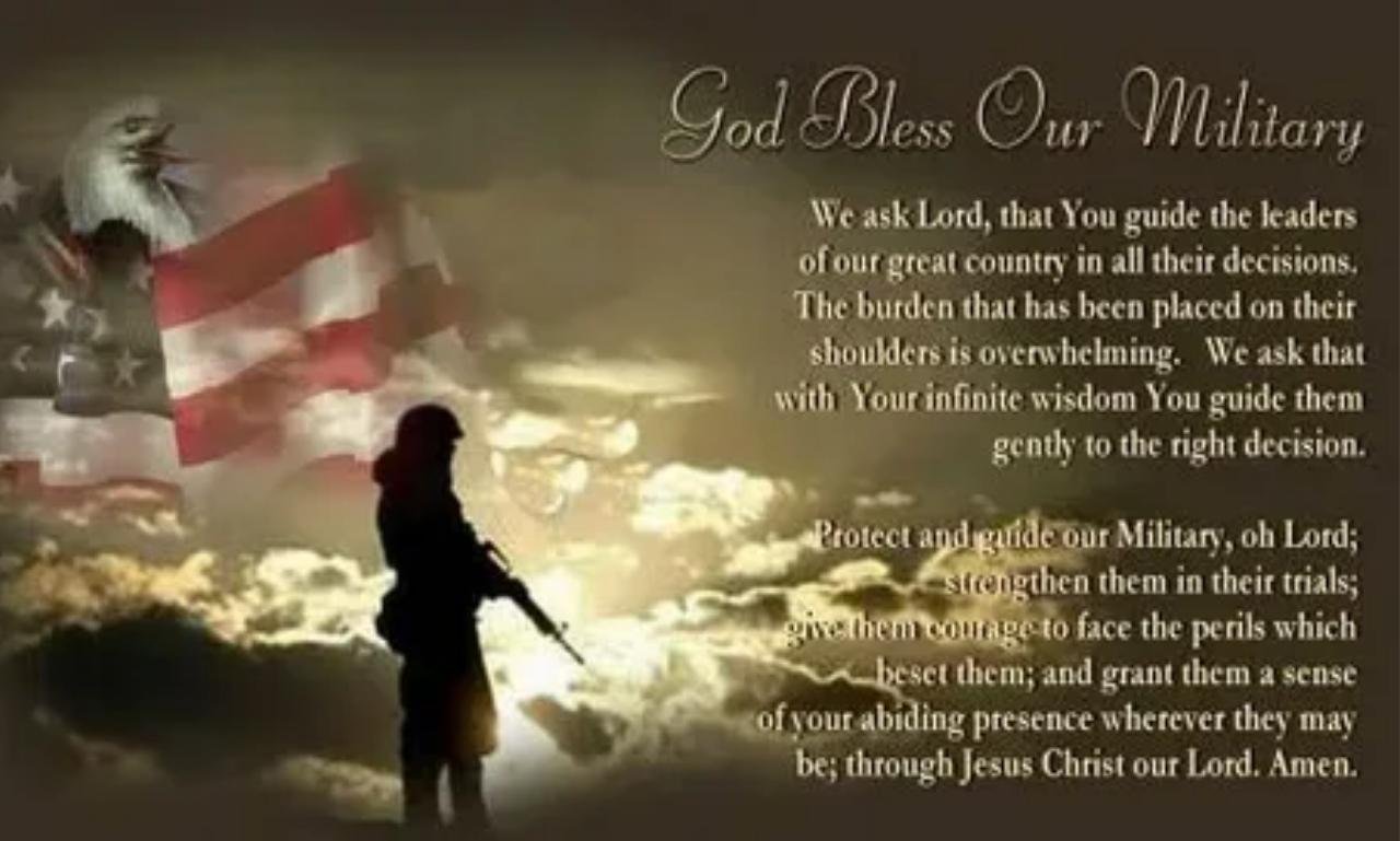 War blessings for soldiers with hands clasped in prayer over a military dog tag and folded flag