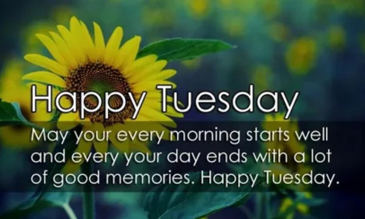 Serene sunrise with uplifting Tuesday blessing quote about hope, courage, and spiritual encouragement