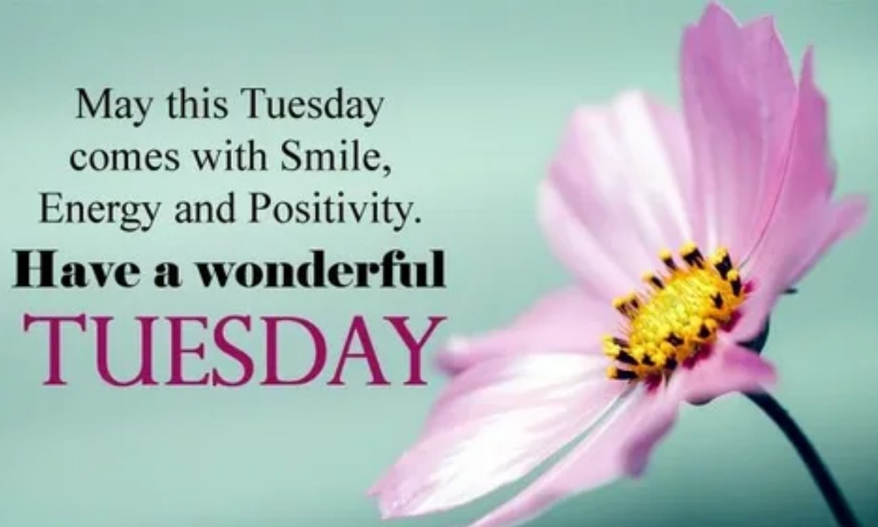 Serene sunrise with uplifting Tuesday blessing quote about hope, courage, and spiritual encouragement