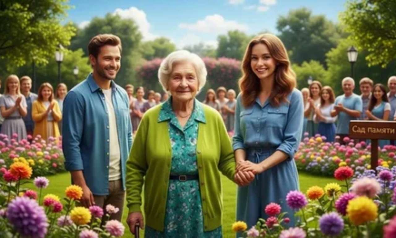 Colorful flower garden with blooming flowers, gardening tools, and a cheerful sign displaying funny garden blessings and quotes that inspire laughter, positivity, hope, and happiness.