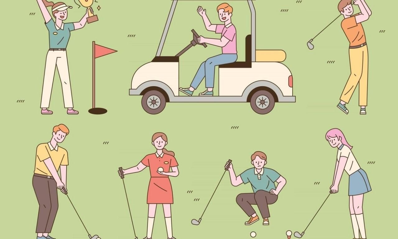 Smiling golfer standing on a beautiful golf course at sunrise, holding a golf club while enjoying a joyful moment, representing funny and creative golf blessings, faith, friendship, encouragement, and happiness on the fairway