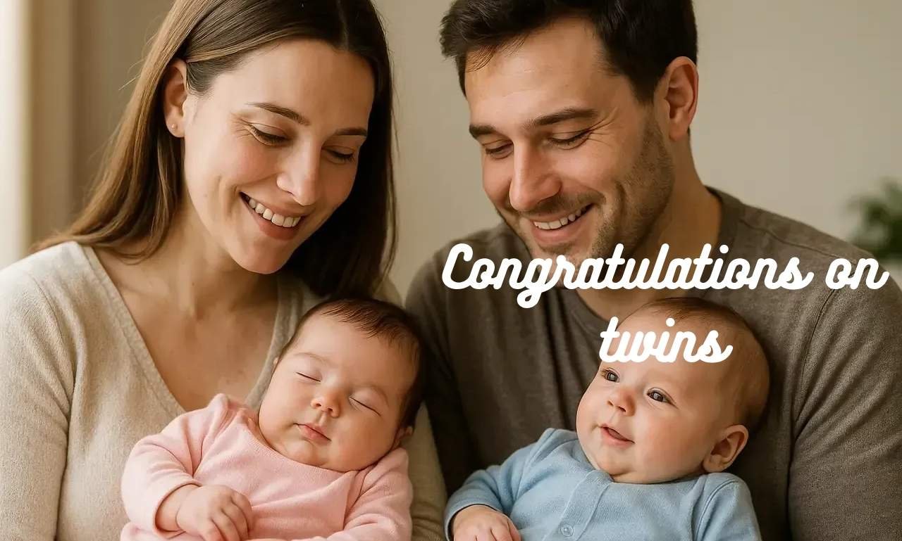 Congratulations on twins with heartfelt wishes, blessings, and joyful messages celebrating the arrival of two precious babies.