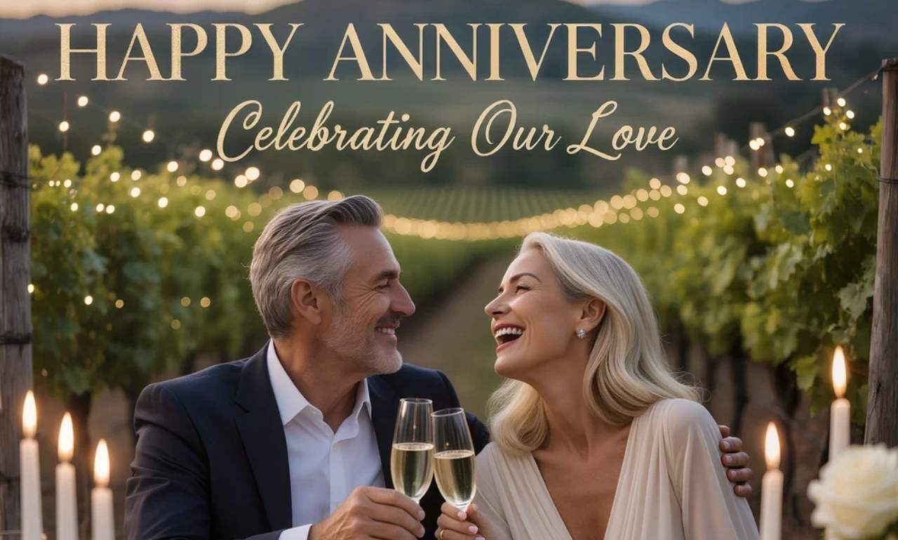 Loving and Heartfelt 40th Wedding Anniversary Wishes featured image with a happy couple celebrating their Ruby Anniversary surrounded by love, flowers, and joyful family moments.
