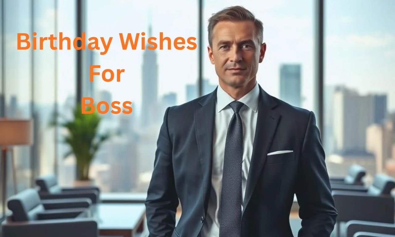 Elegant birthday card with professional birthday wishes for boss, inspirational messages, heartfelt greetings, and prayers.
