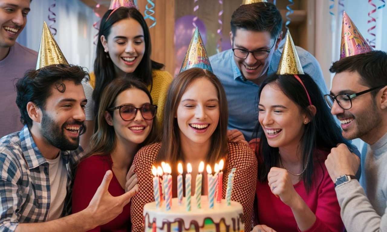 Happy Sweet 16 Birthday Wishes for an Unforgettable Day featuring a beautiful birthday cake, balloons, candles, flowers, and a joyful Sweet 16 celebration.