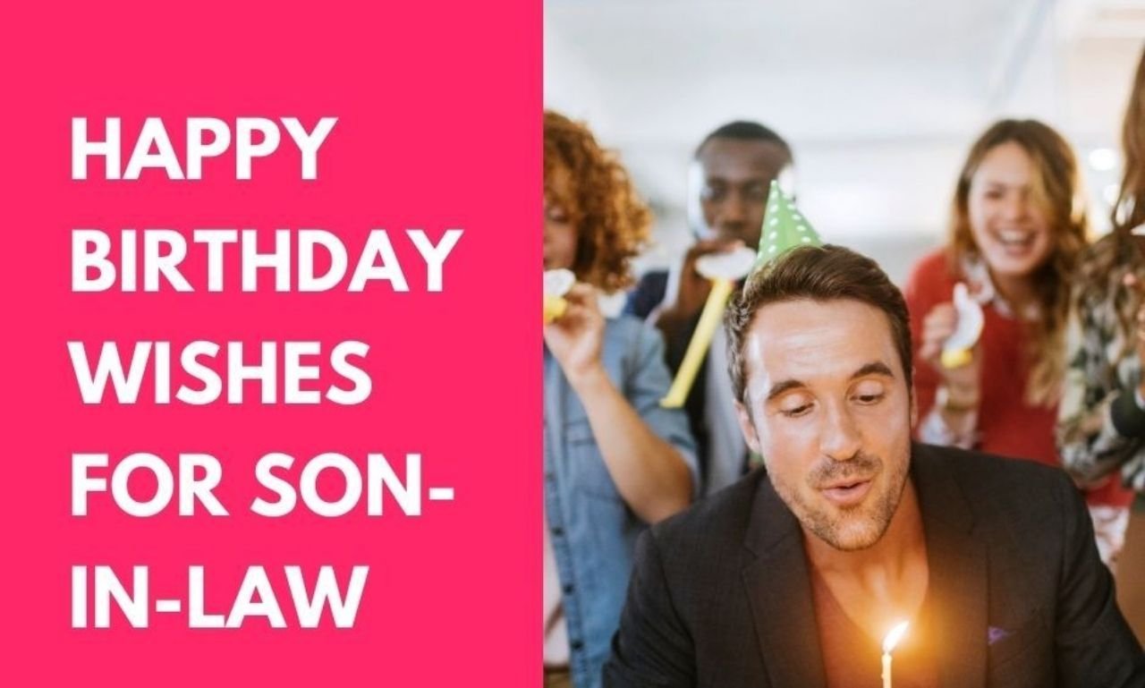 Happy Birthday Wishes for Son-in-Law with a heartfelt birthday cake, balloons, gifts, and warm family celebration.