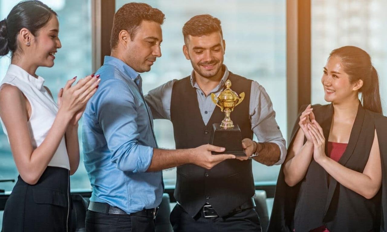 Employee of the Month congratulations with inspirational quotes, appreciation messages, workplace blessings, and success celebration.