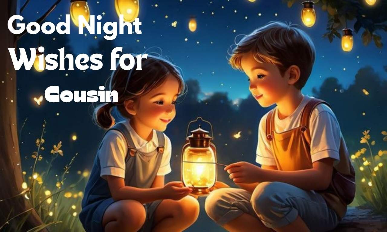 Sweet Good Night Wishes for Cousin to Feel Special featuring a peaceful moonlit night with glowing stars, cozy bedtime scenery, and heartfelt messages, blessings, and prayers to make your cousin feel loved, appreciated, and cherished.